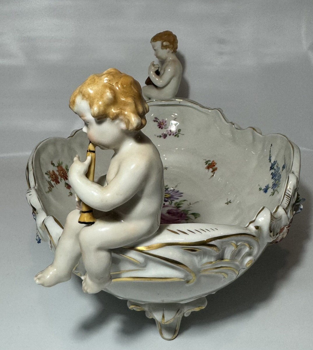 ANTIQUE Von Schierholz CENTERPIECE German Porcelain Cherub Bowl | eBay