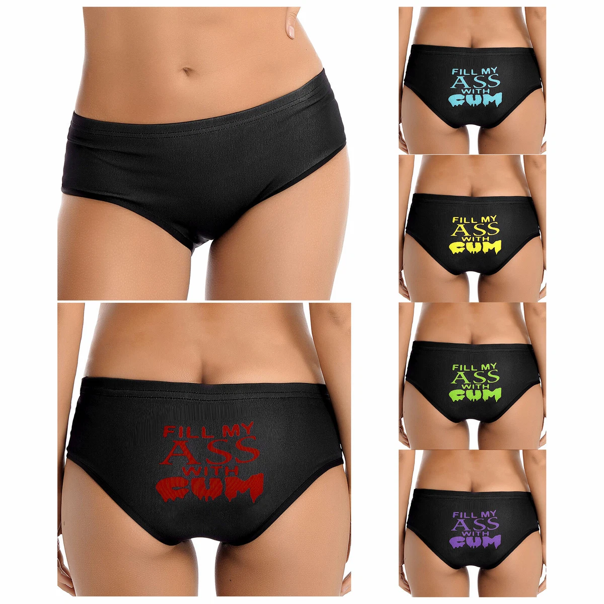 Women's Daddy Print Underwear Elastic Waistband Briefs Naughty Thong  Underpants