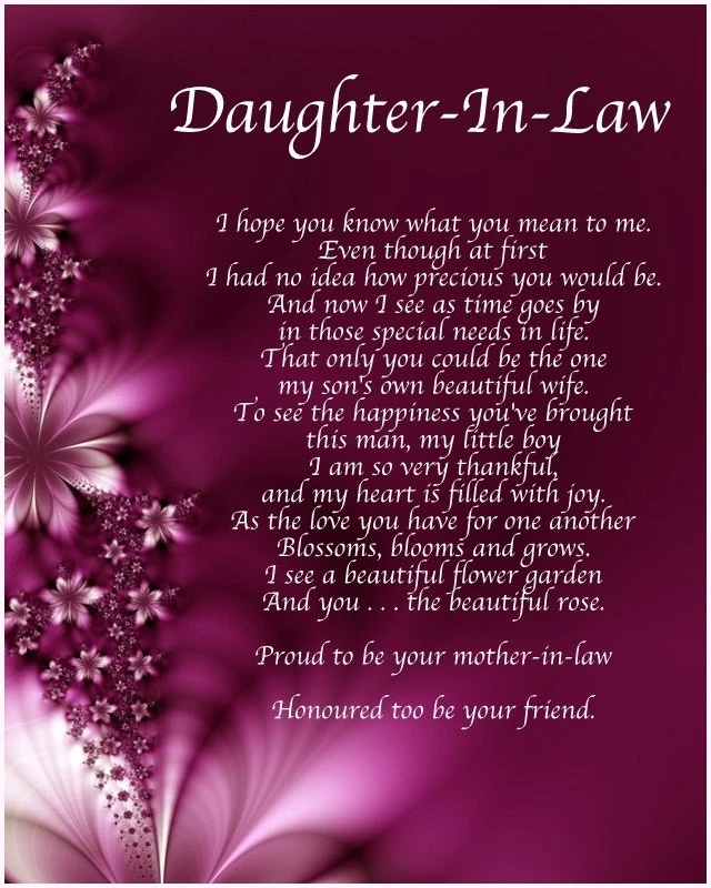 Personalised Daughter In Law Poem