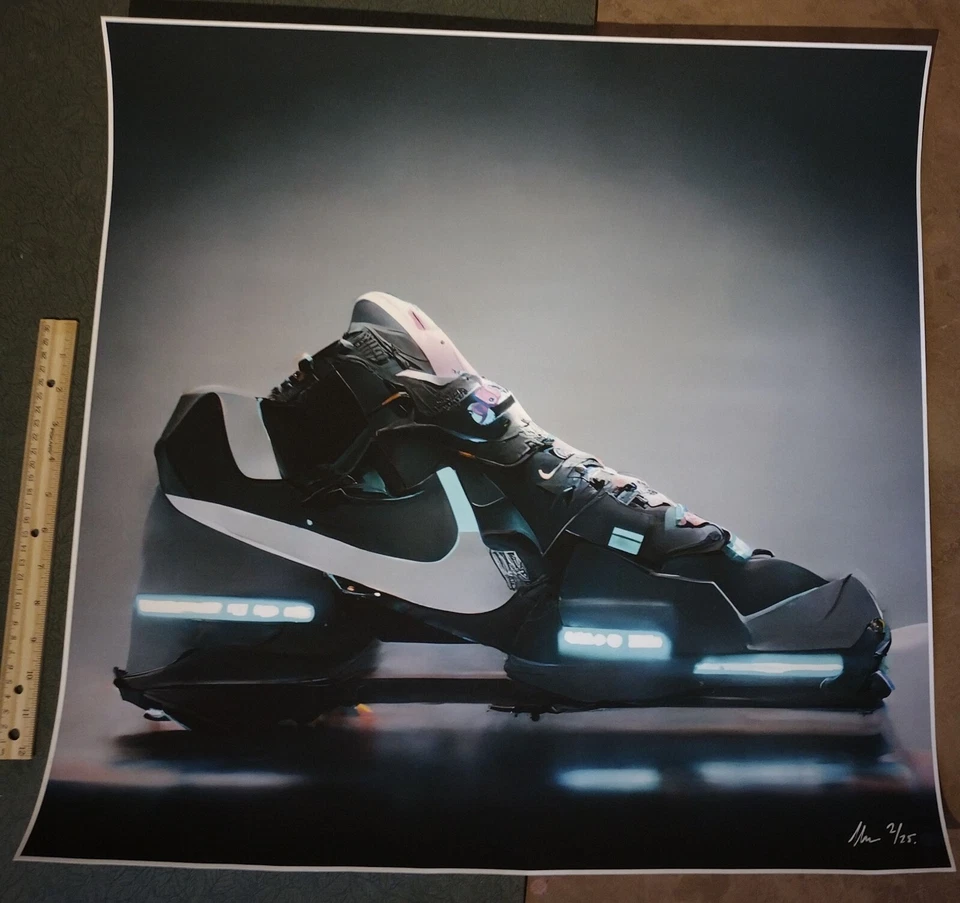 Artista británico Chris Boyle edición limitada arte firmado giclee fuera de existencia nike cyberpunk kicks #2/25 Foto 2 de 4