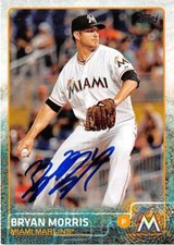 Bryan Morris autographed baseball card (Miami Marlins) 2015 Topps #229