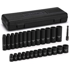 27 Pcs 38 Drive Impact Socket Set Deepshallow Metric 7mm-19mm 6 Point Cr-v