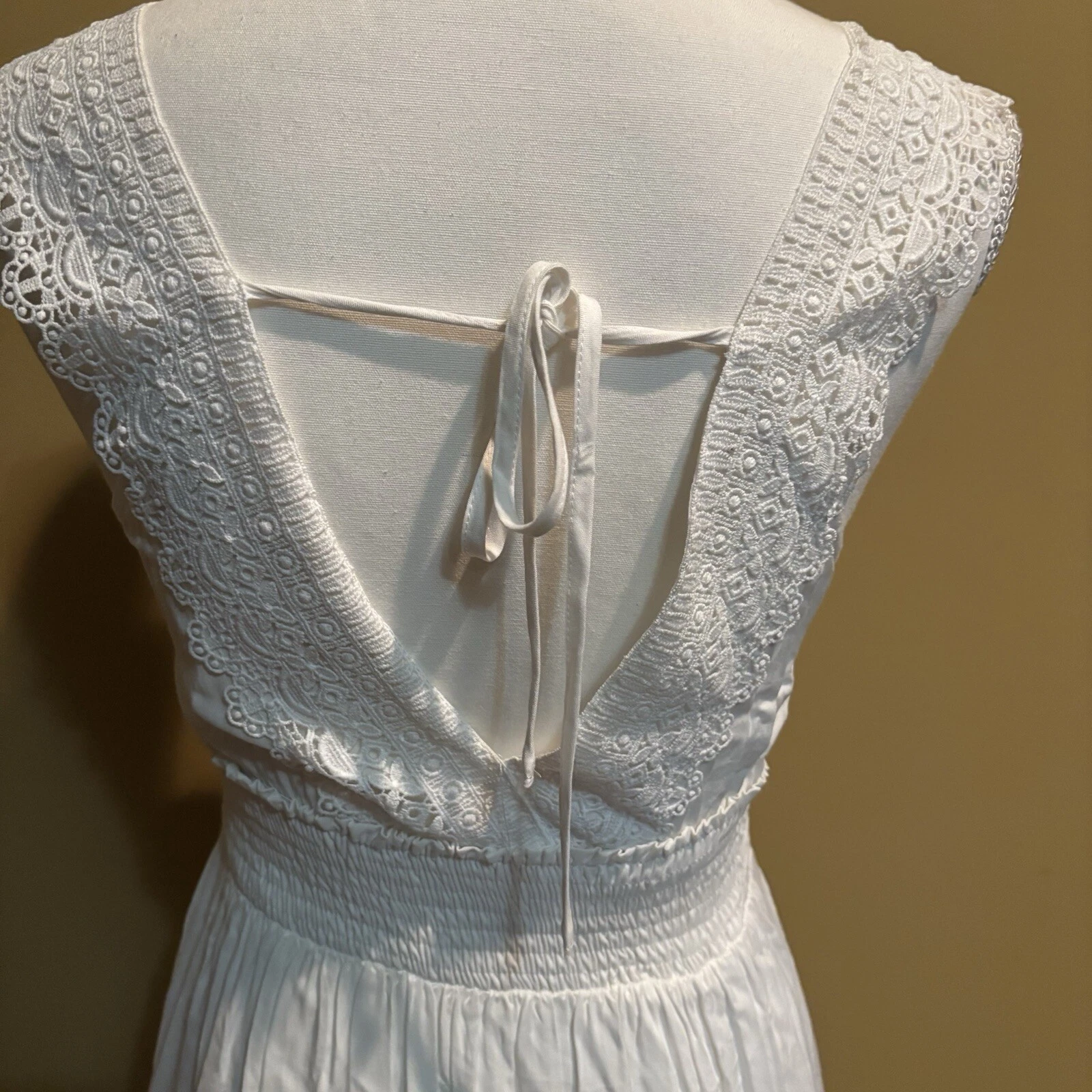 OFF WHITE Max abito donna Altar'd State bianco sporco 100% cotone nuovo con etichetta taglia XS dettaglio pizzo