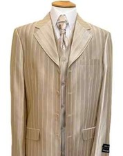 Men's 3 piece Luxurious Classic Gangster Pinstripe Wool Feel Suit
