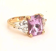 925 Sterling Silver/Gold Tone US Size 6 Ring With Amethyst Color CZ Chrystal