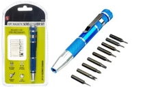 New 10pc Magnetic Screwdriver Set w/ Clip 9 CRV Bits & 1 Magnetic Bit Holder