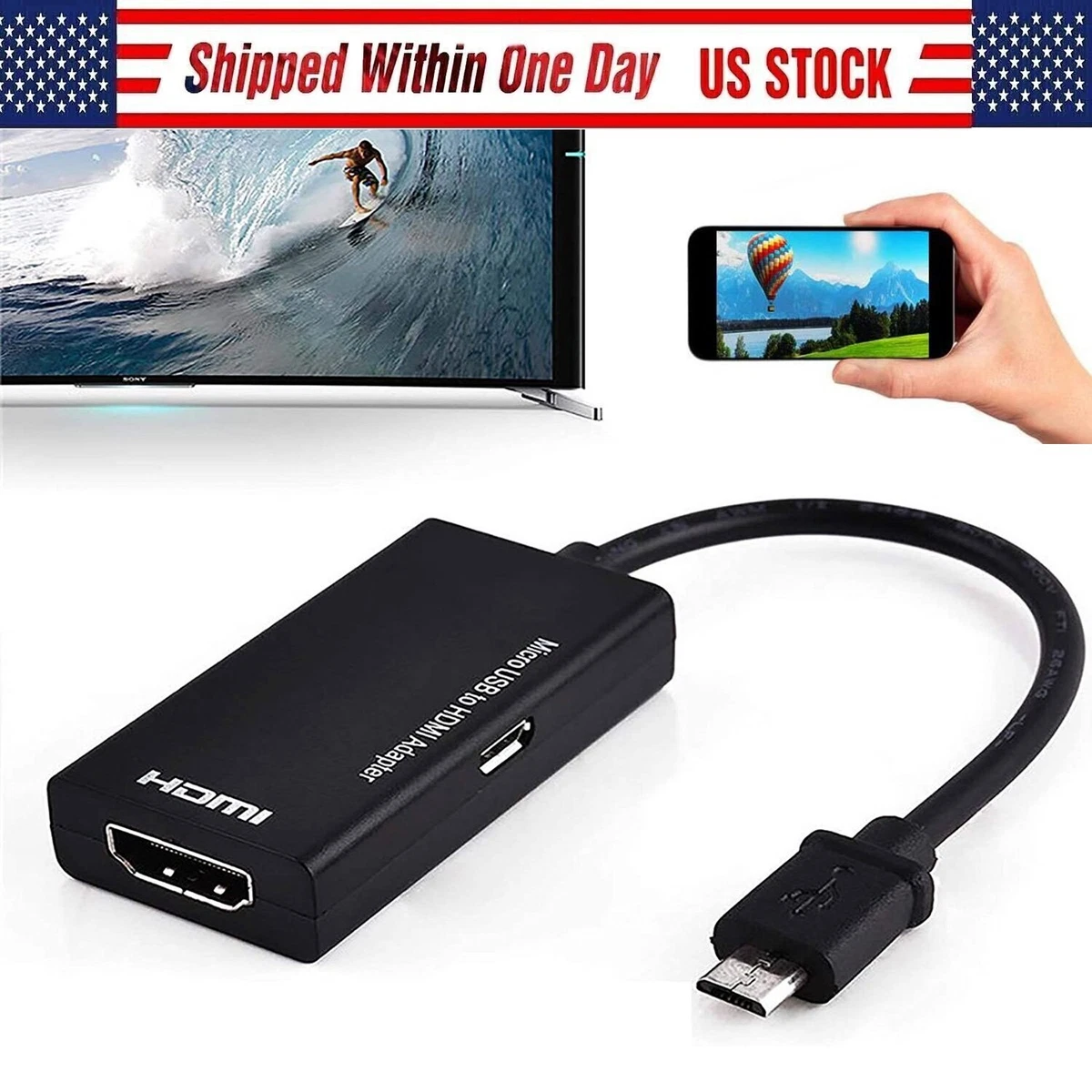 MHL Micro USB to HDMI Adapter Converter Cable for Android Cell Phone HD1080P TV