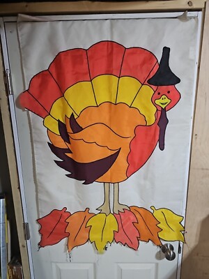 Thanksgiving Turkey Pilgrim Holiday Fall Outdoor Garden Flag 30'' x 48'' Vintage