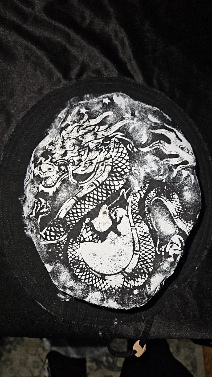 White Smoky Dragon Night Themed Moon Stars Army Bucket Hat