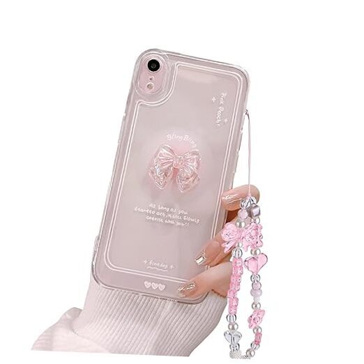 Ownest Compatible for Cute 3D Slim Clear Aesthetic iPhone XR Pink Bowknot