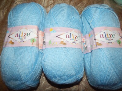 LOT 3 BEBE  ALIZA SEKERIM YARN 100G COLOR BLUE