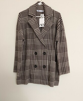 ZARA WOMAN NEW DOUBLE BREASTED HOUNDSTOOTH KNIT