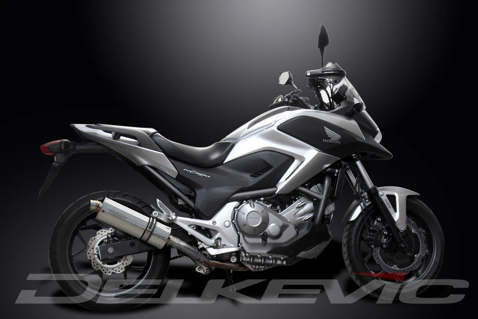 Kit silenciador de escape ovalado de acero inoxidable Honda NC700X ABS 2011-2017 Slip On 14" Foto 4 de 4