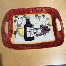 Mediterranea Le Ceramiche Rectangular Tray Wine Grapes Serving Party Charcuterie