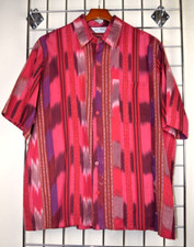 Vintage Leisure Shirt Da Vinci Size 2X 70s 80s Abstract Red Plaid Stripe Shirt