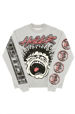 Hellstar Studios 'Records' Crewneck Sweatshirt Heather Grey Medium
