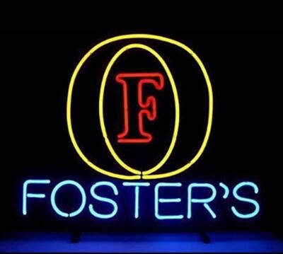 20''x16'' Foster's F Beer Neon Light Lamp Sign Visual Real Glass Man Cave MM240