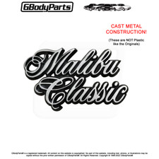 Metal 78-83 Malibu Classic Quarter Panel Emblem Script New Repro Gm 20059782