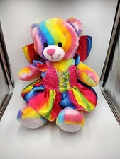 Build a Bear Bright Tye Dye Bear Wavy Rainbow Colors Kids Plush Stuffed Animal
