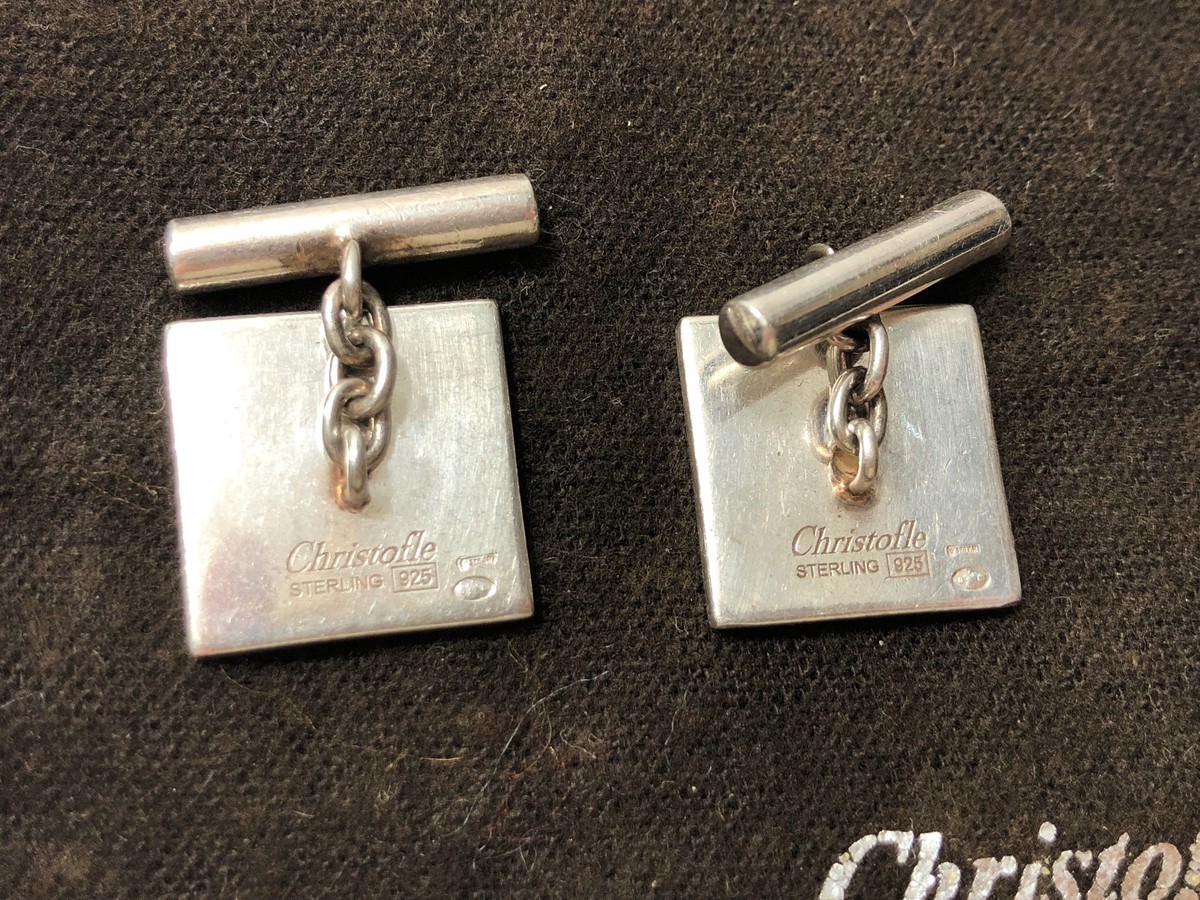 Boutons De Manchette En Argent Massif Christofle - 16 Grammes, Occasion Avec Signes D'usage