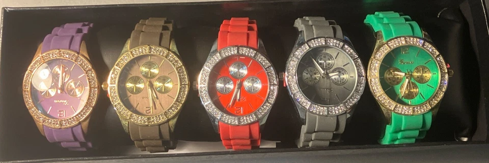 Box Set of 5 Geneva Platinum Ladies Watches Color and Style JTV jbw379 no. 2971 - Image 3 of 4