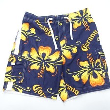 Corona Extra Board Shorts Men's Medium Floral Polyester Drawstring Swim Trunks