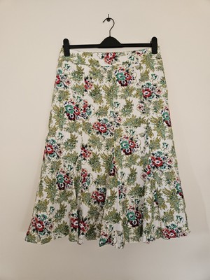 Klass. 55% Linen Floral Skirt.  UK 14. Fully Lined. summer