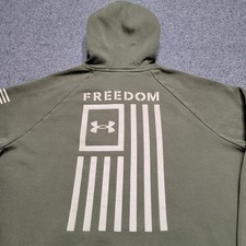 Under Armour Hoodie Mens Large Loose Army Green Freedom Flag Sweatshirt Sweater