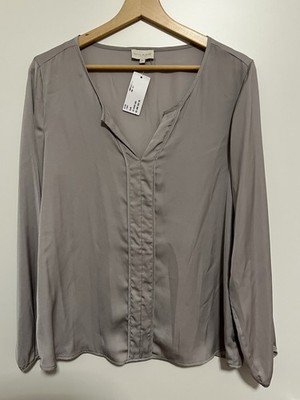 hochwertige  Damenbluse ''Milano'', Satin, langarm, silber,  Größe 38 - *neu*