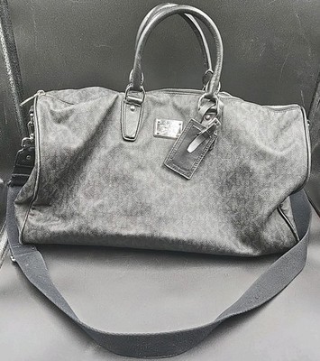Michael Kors Black Gray Logo Weekender Bag Travel Duffle Carry On Shoulder Strap