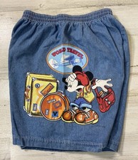 VTG 1996 Mickey Unlimited Womens Jean Shorts M Jerry Leigh Elastic Waist USA