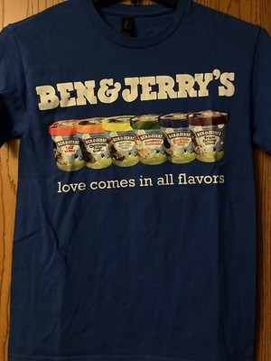 Ben & Jerry s (Ice Cream) -  Love Comes In All Flavors  - Blue Shirt - S