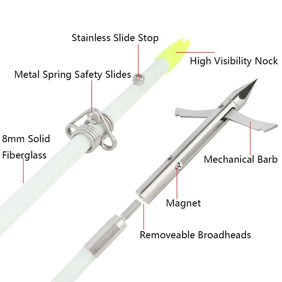 12x Flechas de Arco e Flecha de Fibra de Vidro Sólida Caça com Arco EUA - Imagem 2 de 4