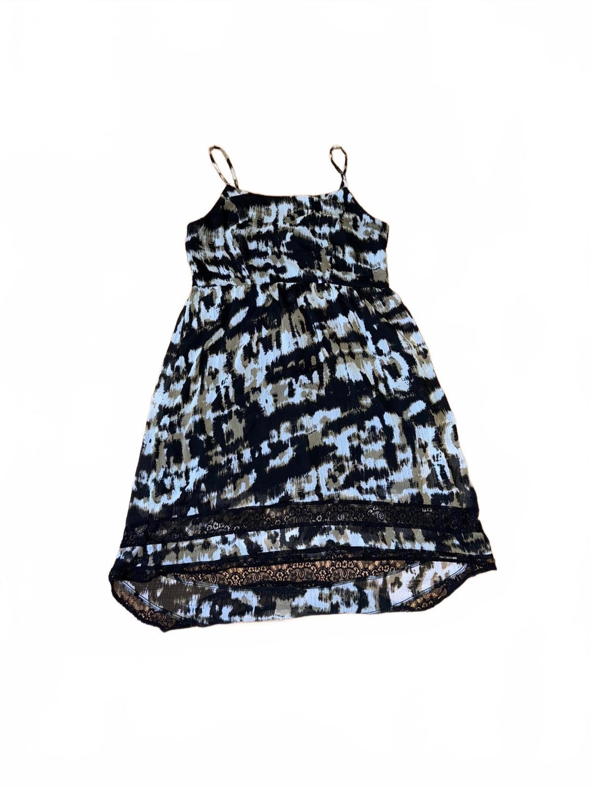 Black and Blue Patterned Spaghetti Strap Dress wi… - image 1