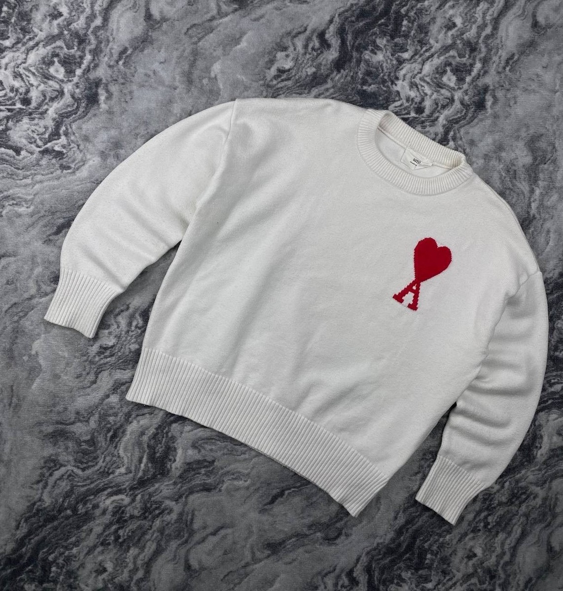 Ami Paris Ami de Coeur Big Logo Sweater Women Size L White | eBay