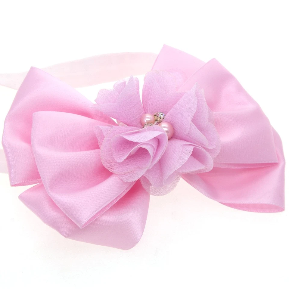 10 PCS Girls Headband Cute Lace Beads Crystal Bow Flower Hair Band Accessories - Image 3 of 4