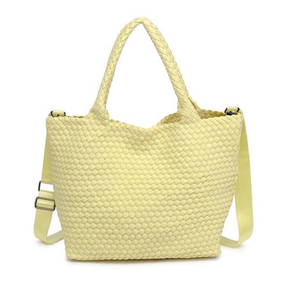 Sol & Selene Sky's The Limit Medium Woven Neoprene Yellow Butter Travel Tote Bag