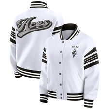 Women's WEAR by Erin Andrews White/Black WNBA Full-Snap Fleece Sweatshirt Jacket