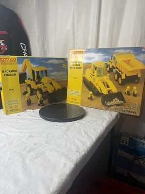 Vintage Best-Lock Construction Toys 4327 4333 Backhoe Loader Dump Truck Lot