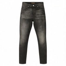 NUDIE JEANS Pipe Led Jeans Pour Homme W28/L32 Gris Marbré Bio Effet Délavé Zip