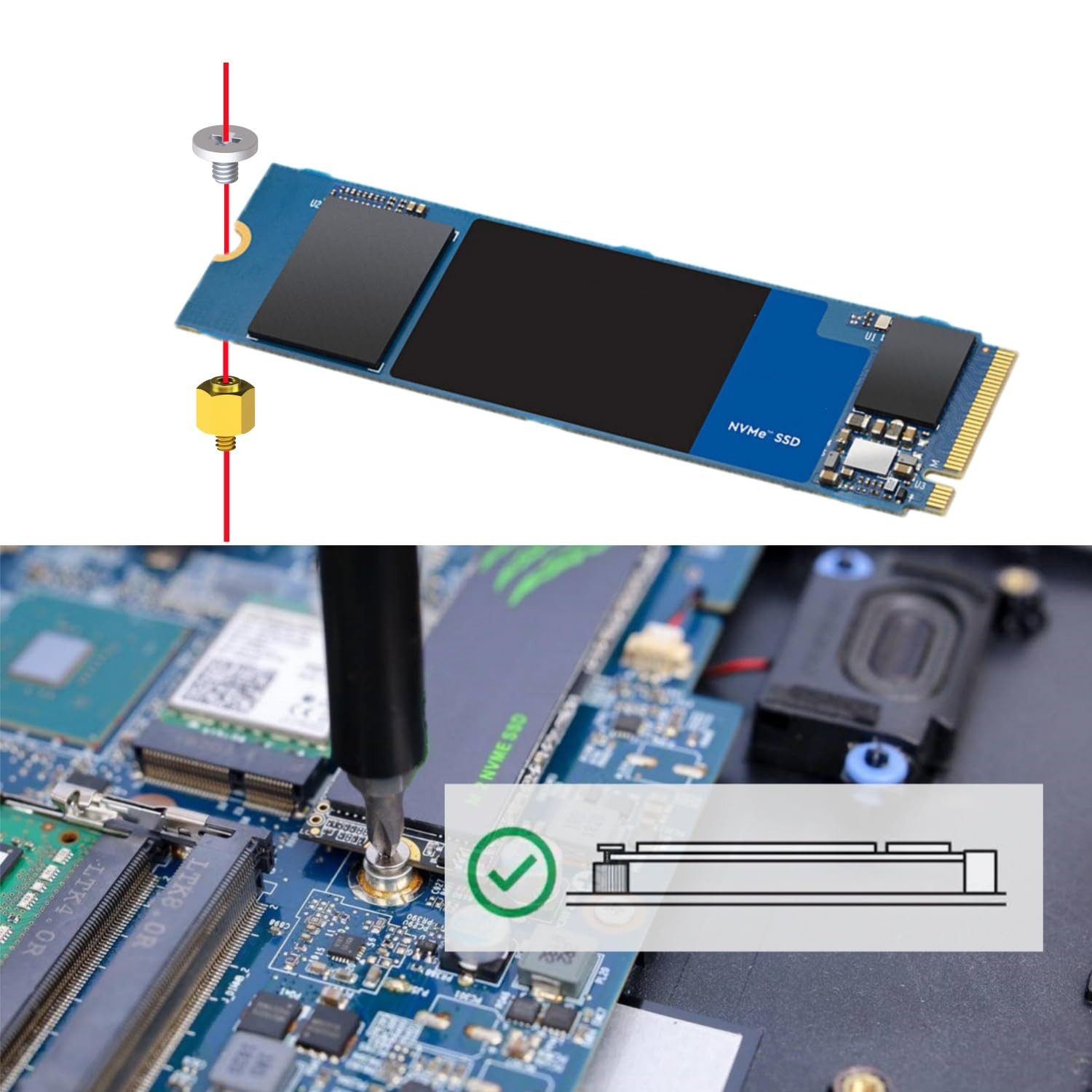 M.2 SSD Screw and Standoff Kit for Asus Asrock Motherboards, Pcle Nvme Screws 12