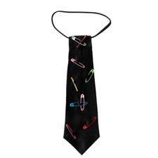 Gothic Black Necktie With Colored Safety Pin For Stage Performances And Costumes