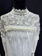 By Anthropologie Jemma Victorian Lace Top Embroidered Cottagecore Dainty XS