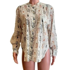 Isabel Marant Etoile Mexika Blouse Womens 36 /S Paisley Print Beige Cotton Shirt