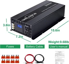 3000W Pure Sine Wave Inverter 24V DC Power Converter Solar Truck Motor Home Car