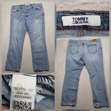 Tommy Jeans Men's 40x30 Light Wash Denim Jeans Classic Straight Fit Vintage Look