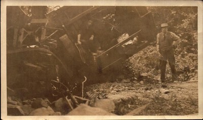 Vintage Found Photo Antique Scene with Workers and Machinery in Rustic Setting