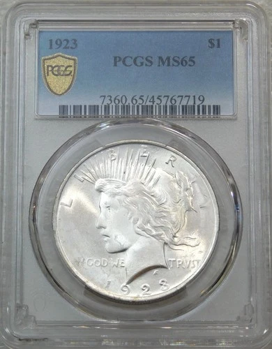 1923 Peace Silver Dollar PCGS MS65 Frosty White PQ coin New Holder #M207C