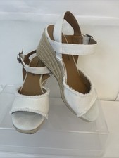 Sandalias alpargata de cuña Mindra Lucky Brand para mujer EE. UU. 7,5 M lona blanca