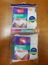 2 Packs of 3: Hanes Cotton Bikini Underwear Women's Size 6 White 0C-3288 